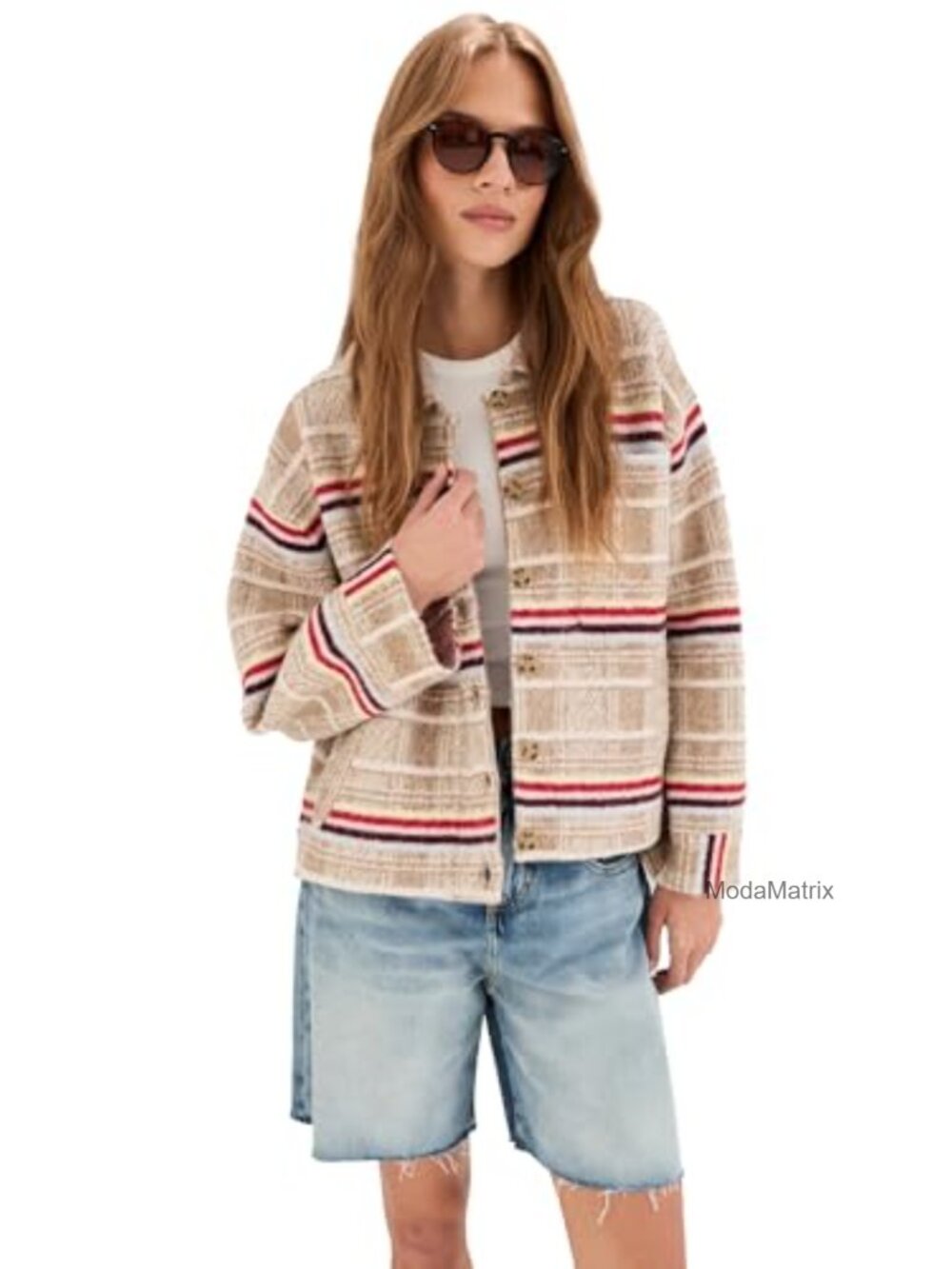 Oversized Plaid Shacket Button Down Casual Jacket